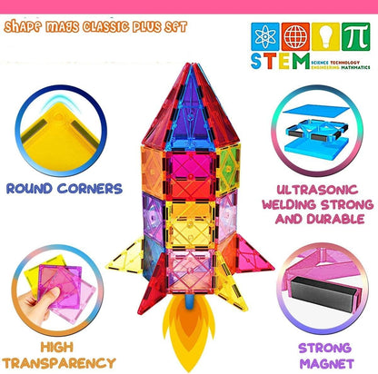100Pcs Magnetic Tiles for Kid Age 3+ Magnetic Blocks Toddlers Toys | Sensory Toy 4 5 6 7 Year Old Boys Girls, Educational Magnet Building Block Christmas Birthday Gift Toys for Kids Ages 4-8 3-5