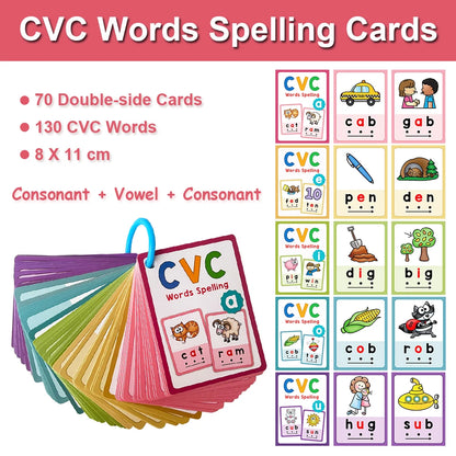 Montessori CVC Words Cards Toddler Learning Supplies for Kindergarten Sight Words Teaching Aids Vocabulary Educational Toys
