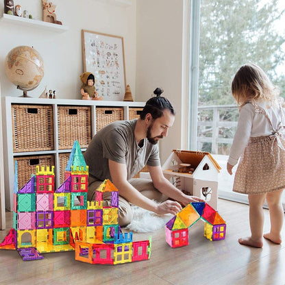 100Pcs Magnetic Tiles for Kid Age 3+ Magnetic Blocks Toddlers Toys | Sensory Toy 4 5 6 7 Year Old Boys Girls, Educational Magnet Building Block Christmas Birthday Gift Toys for Kids Ages 4-8 3-5