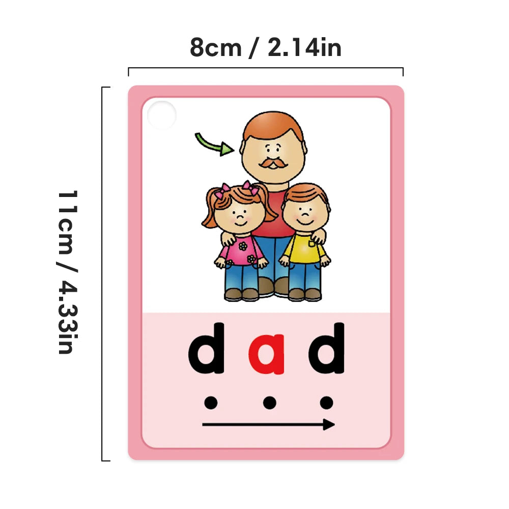 Montessori CVC Words Cards Toddler Learning Supplies for Kindergarten Sight Words Teaching Aids Vocabulary Educational Toys