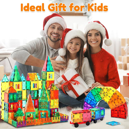 100Pcs Magnetic Tiles for Kid Age 3+ Magnetic Blocks Toddlers Toys | Sensory Toy 4 5 6 7 Year Old Boys Girls, Educational Magnet Building Block Christmas Birthday Gift Toys for Kids Ages 4-8 3-5
