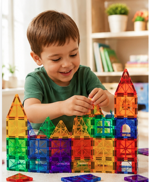 100-Piece Magnetic Building Tiles – STEM Learning Set