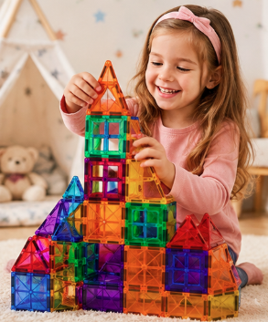 100-Piece Magnetic Building Tiles – STEM Learning Set