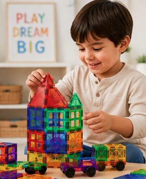 100-Piece Magnetic Building Tiles – STEM Learning Set