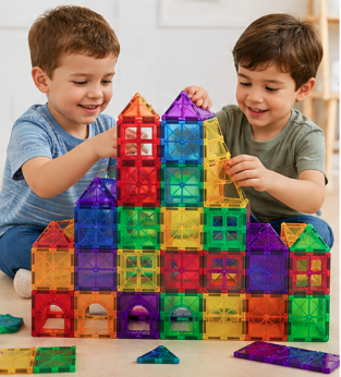 100-Piece Magnetic Building Tiles – STEM Learning Set