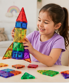 100-Piece Magnetic Building Tiles – STEM Learning Set