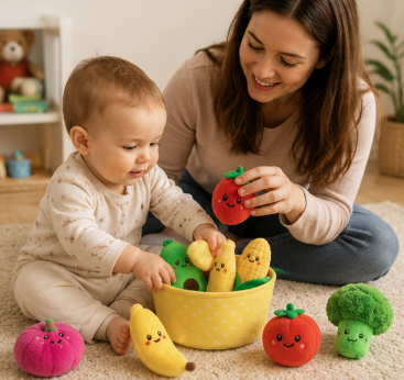 Plush Fruit & Veggie Sorting Toy Set