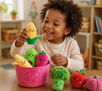Plush Fruit & Veggie Sorting Toy Set
