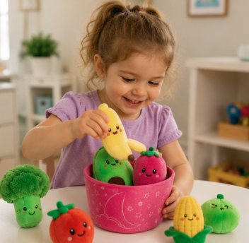 Plush Fruit & Veggie Sorting Toy Set
